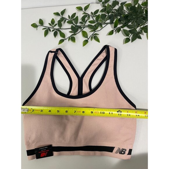 New Balance XL Space Pink Sports Bra With Back Straps & Ribbed Design - Picture 8 of 10